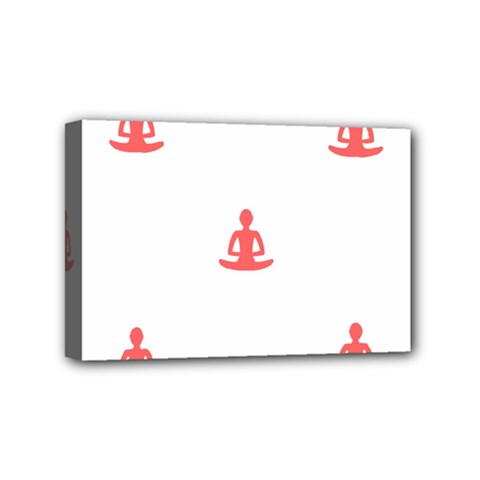 Seamless Pattern Man Meditating Yoga Orange Red Silhouette White Mini Canvas 6  x 4 