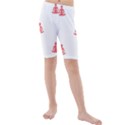 Seamless Pattern Man Meditating Yoga Orange Red Silhouette White Kids  Mid Length Swim Shorts View1