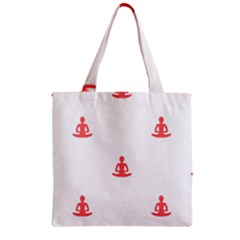 Seamless Pattern Man Meditating Yoga Orange Red Silhouette White Zipper Grocery Tote Bag