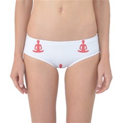 Seamless Pattern Man Meditating Yoga Orange Red Silhouette White Classic Bikini Bottoms