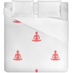 Seamless Pattern Man Meditating Yoga Orange Red Silhouette White Duvet Cover (King Size)