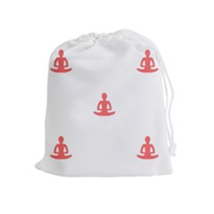 Seamless Pattern Man Meditating Yoga Orange Red Silhouette White Drawstring Pouches (extra Large) by Mariart