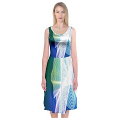 Net Sea Blue Sky Waves Wave Chevron Midi Sleeveless Dress by Mariart