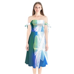Net Sea Blue Sky Waves Wave Chevron Shoulder Tie Bardot Midi Dress by Mariart