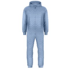 Seamless Lines Concentric Circles Trendy Color Heavenly Light Airy Blue Hooded Jumpsuit (men) 