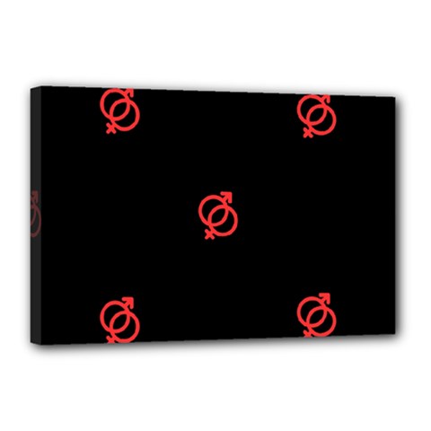 Seamless Pattern With Symbol Sex Men Women Black Background Glowing Red Black Sign Canvas 18  X 12 