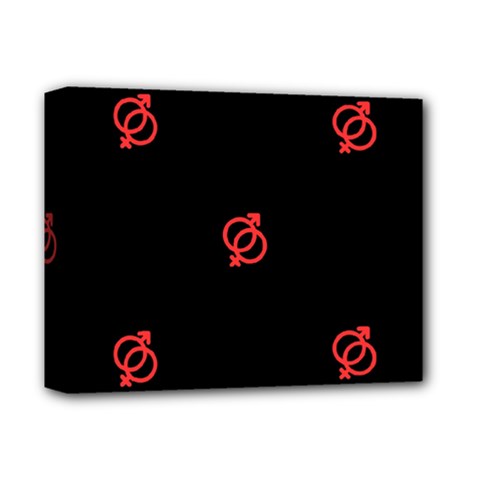 Seamless Pattern With Symbol Sex Men Women Black Background Glowing Red Black Sign Deluxe Canvas 14  X 11  by Mariart