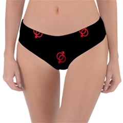 Seamless Pattern With Symbol Sex Men Women Black Background Glowing Red Black Sign Reversible Classic Bikini Bottoms