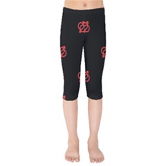 Seamless Pattern With Symbol Sex Men Women Black Background Glowing Red Black Sign Kids  Capri Leggings 