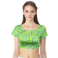 Shapes Green Lime Abstract Wallpaper Short Sleeve Crop Top (tight Fit)