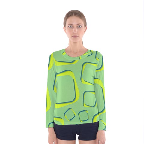 Shapes Green Lime Abstract Wallpaper Women s Long Sleeve Tee by Mariart