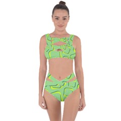 Shapes Green Lime Abstract Wallpaper Bandaged Up Bikini Set 