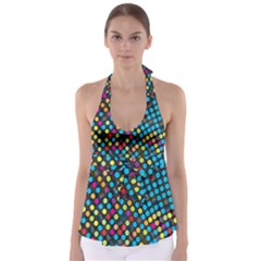 Polkadot Rainbow Colorful Polka Circle Line Light Babydoll Tankini Top by Mariart