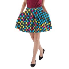 Polkadot Rainbow Colorful Polka Circle Line Light A-line Pocket Skirt by Mariart