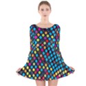 Polkadot Rainbow Colorful Polka Circle Line Light Long Sleeve Velvet Skater Dress View1