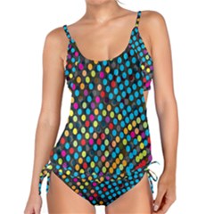 Polkadot Rainbow Colorful Polka Circle Line Light Tankini by Mariart