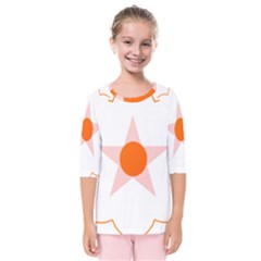 Test Flower Star Circle Orange Kids  Quarter Sleeve Raglan Tee