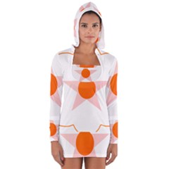 Test Flower Star Circle Orange Women s Long Sleeve Hooded T-shirt by Mariart