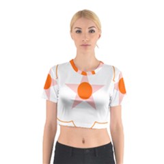 Test Flower Star Circle Orange Cotton Crop Top by Mariart