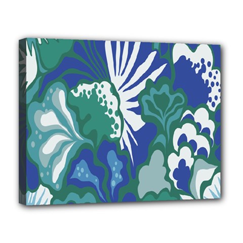 Tropics Leaf Bluegreen Canvas 14  X 11 