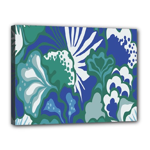 Tropics Leaf Bluegreen Canvas 16  X 12 