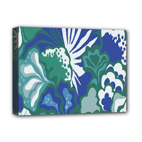 Tropics Leaf Bluegreen Deluxe Canvas 16  X 12  