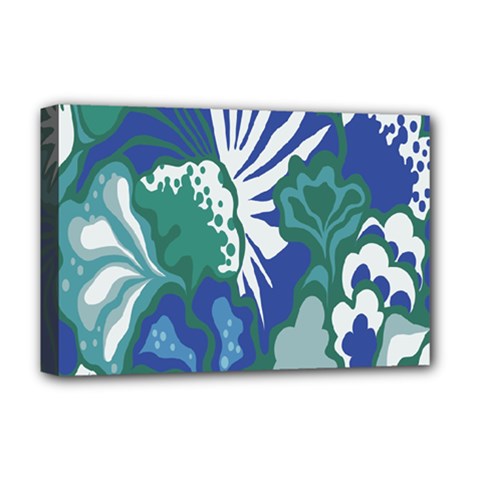 Tropics Leaf Bluegreen Deluxe Canvas 18  X 12   by Mariart