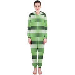 View Original Pinstripes Green Shapes Shades Hooded Jumpsuit (ladies)  by Mariart