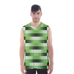 View Original Pinstripes Green Shapes Shades Men s Basketball Tank Top by Mariart