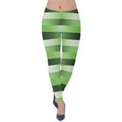 View Original Pinstripes Green Shapes Shades Velvet Leggings