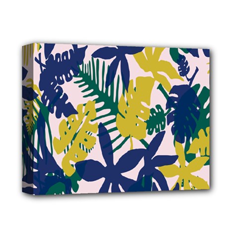 Tropics Leaf Yellow Green Blue Deluxe Canvas 14  X 11 