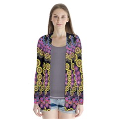 Spiral Floral Fractal Flower Star Sunflower Purple Yellow Cardigans by Mariart