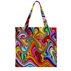 Rainbow Gnarls Zipper Grocery Tote Bag by WolfepawFractals