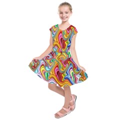 Rainbow Gnarls Kids  Short Sleeve Dress by WolfepawFractals