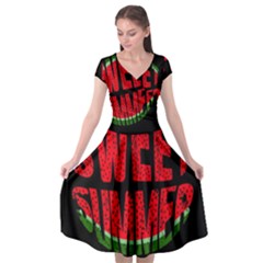 Watermelon - Sweet Summer Cap Sleeve Wrap Front Dress by Valentinaart