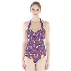 Summer pattern Halter Swimsuit