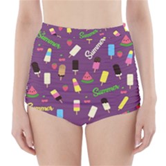 Summer pattern High-Waisted Bikini Bottoms