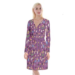 Summer pattern Long Sleeve Velvet Front Wrap Dress