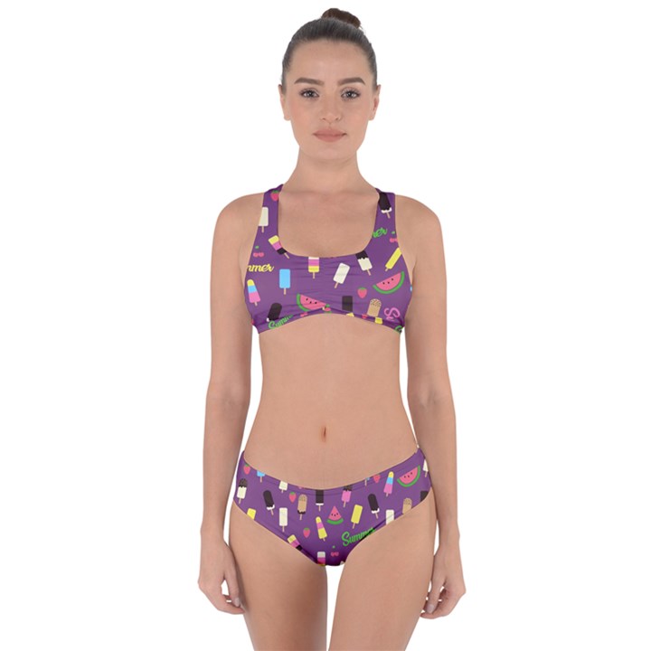 Summer pattern Criss Cross Bikini Set