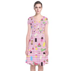 Summer Pattern Short Sleeve Front Wrap Dress by Valentinaart