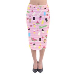 Summer Pattern Velvet Midi Pencil Skirt by Valentinaart