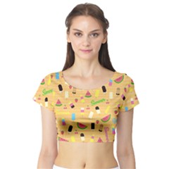 Summer Pattern Short Sleeve Crop Top (tight Fit) by Valentinaart