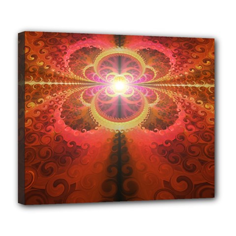 Liquid Sunset, A Beautiful Fractal Burst Of Fiery Colors Deluxe Canvas 24  X 20  