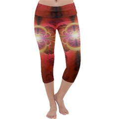 Liquid Sunset, A Beautiful Fractal Burst Of Fiery Colors Capri Yoga Leggings