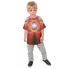 Liquid Sunset, A Beautiful Fractal Burst Of Fiery Colors Kids Raglan Tee