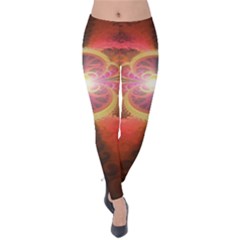 Liquid Sunset, A Beautiful Fractal Burst Of Fiery Colors Velvet Leggings by jayaprime