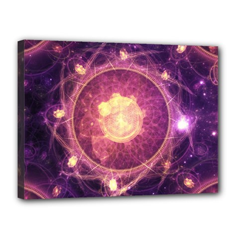 A Gold And Royal Purple Fractal Map Of The Stars Canvas 16  X 12  by jayaprime