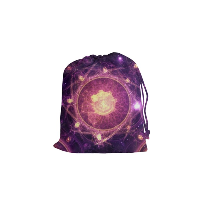 A Gold And Royal Purple Fractal Map Of The Stars Drawstring Pouches (Small) 