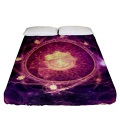 A Gold And Royal Purple Fractal Map Of The Stars Fitted Sheet (california King Size)