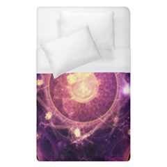 A Gold And Royal Purple Fractal Map Of The Stars Duvet Cover (single Size) by jayaprime